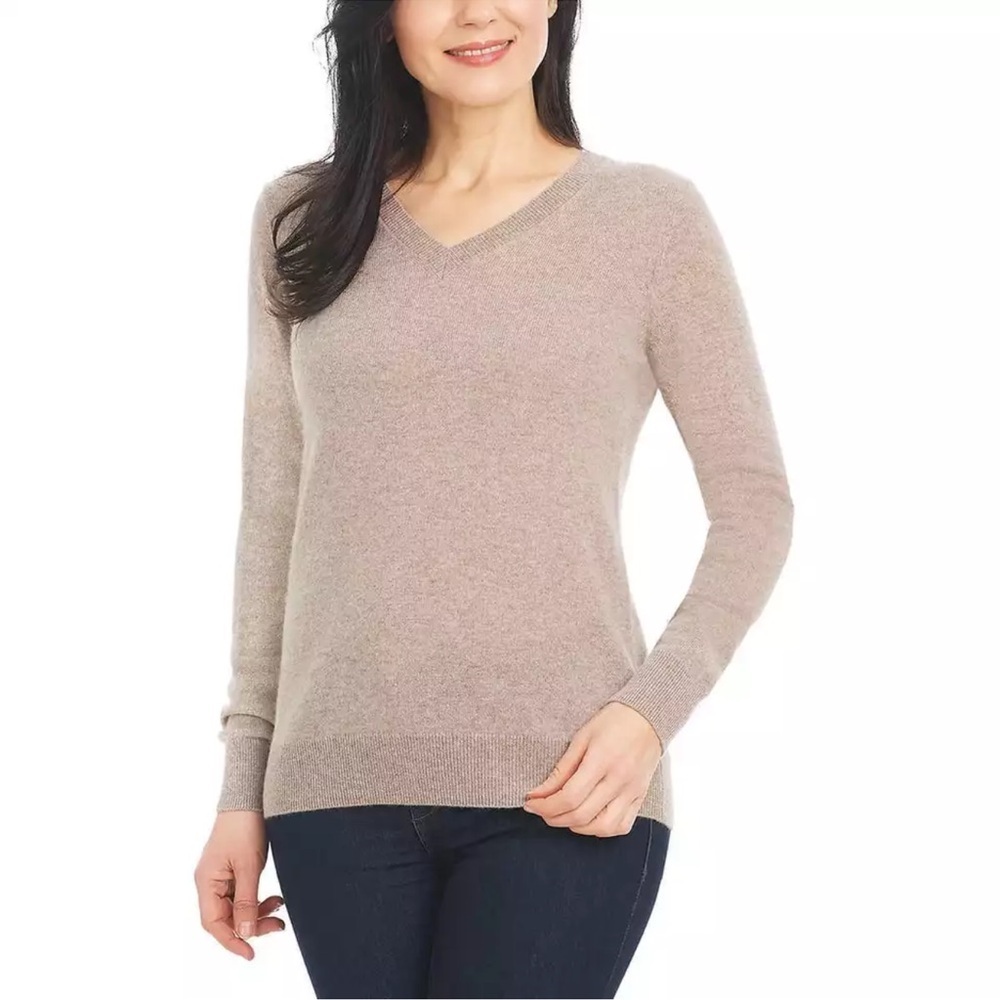 Hilary Radley Cashmere V Neck Gray Sweater Sz‎ S